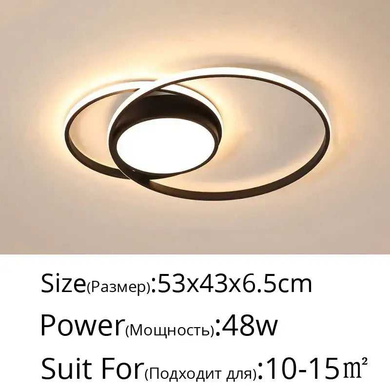 Modern black & white rectangular led ceiling light living room