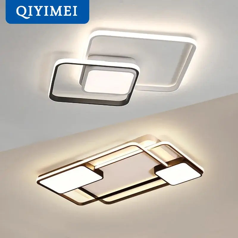 Modern black & white rectangular led ceiling light living room