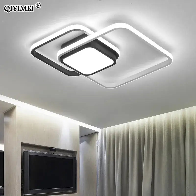Modern black & white rectangular led ceiling light living room