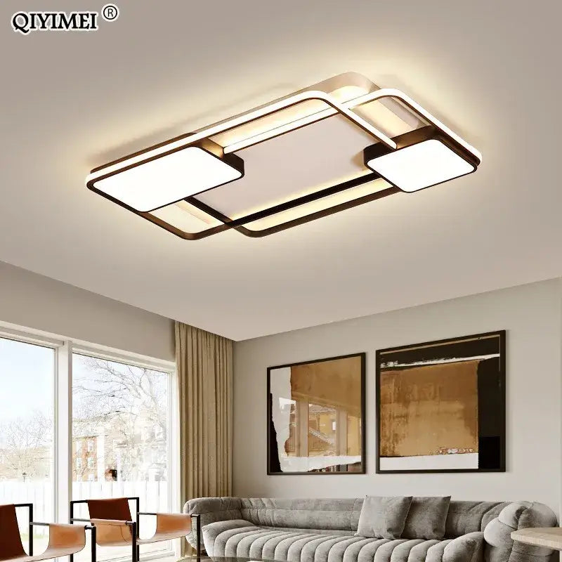 Modern black & white rectangular led ceiling light living room