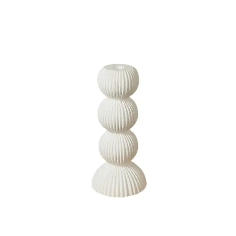 Modern black & white ribbed geometric ceramic candle holder living room