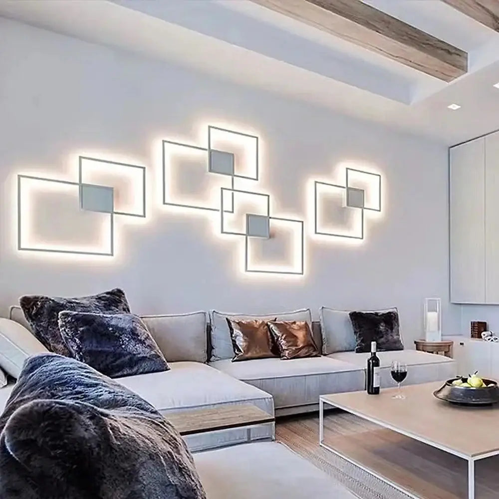 Modern black & white square led wall sconce bedroom lighting