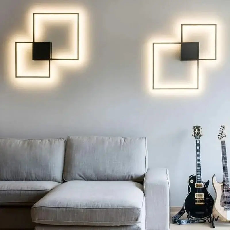 Modern black & white square led wall sconce bedroom lighting