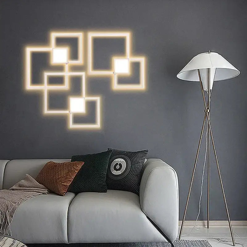 Modern black & white square led wall sconce bedroom lighting