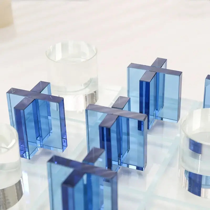 Modern blue acrylic decorbites crystal chessboard living room set