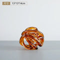 Modern blue amber and gray glass coil ball decorative figurine living room decor