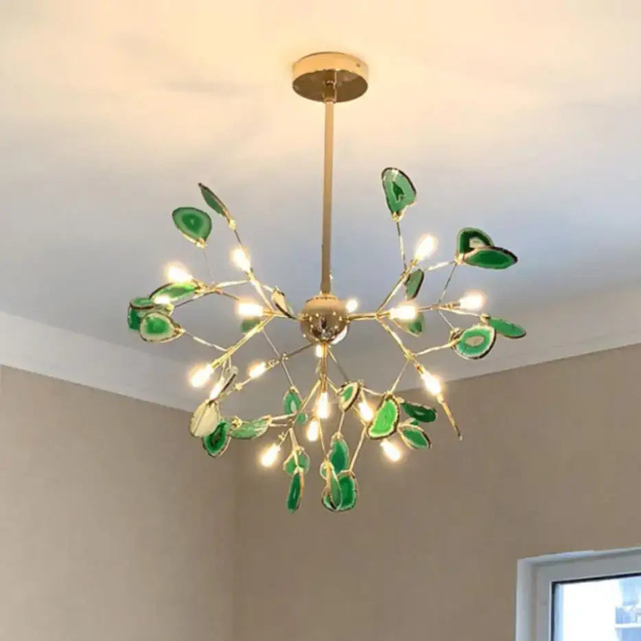 Modern blue & green agate chandelier dining room led lighting