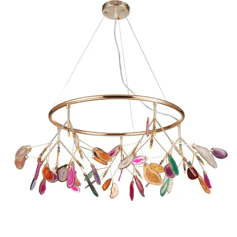 Modern blue & green agate chandelier dining room led lighting