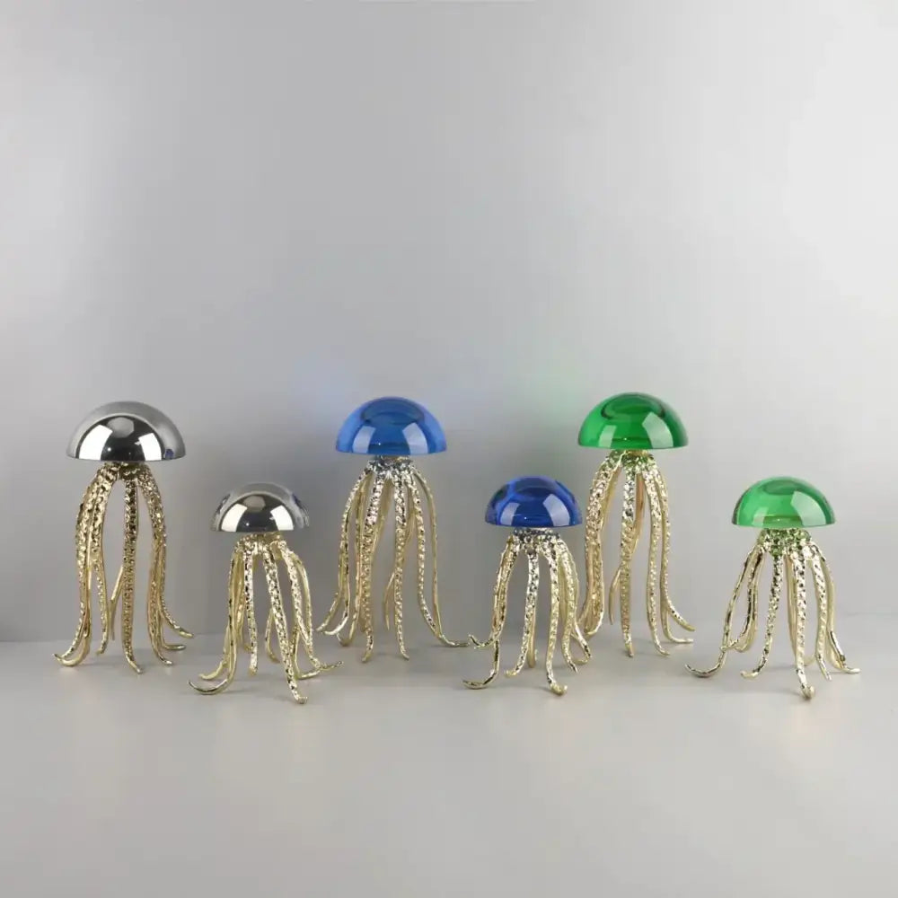 Modern blue & green crystal jellyfish sculpture living room decor
