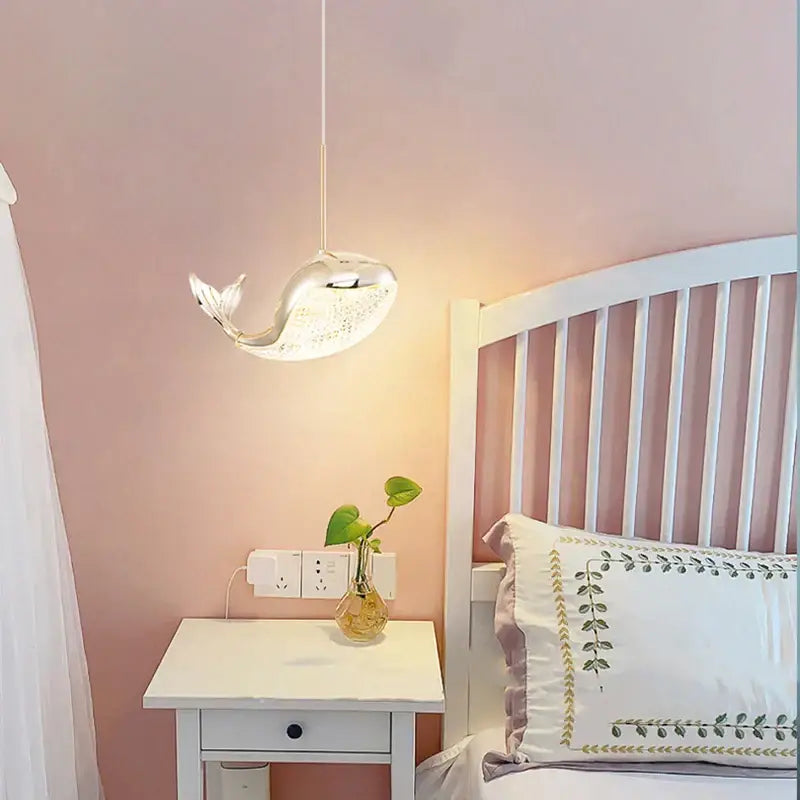 Modern blue green & gold decorbites dolphin chandelier bedroom light