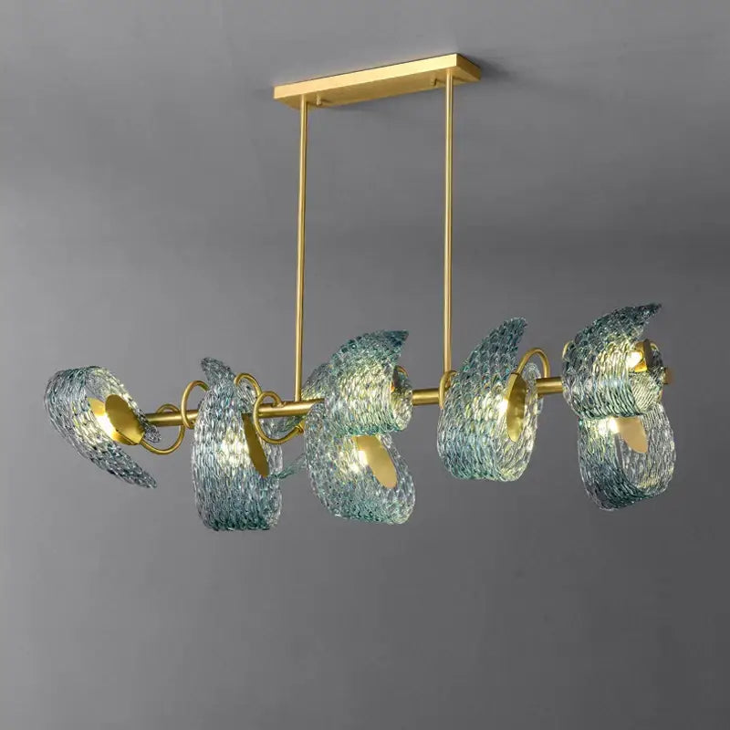 Modern blue queen crystal glass petal chandelier for bedroom