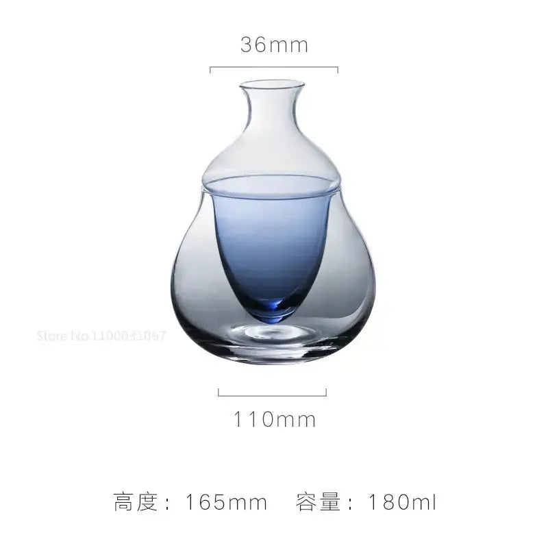 Modern blue tinted glass wine pot ice jug set dining room sake decanter