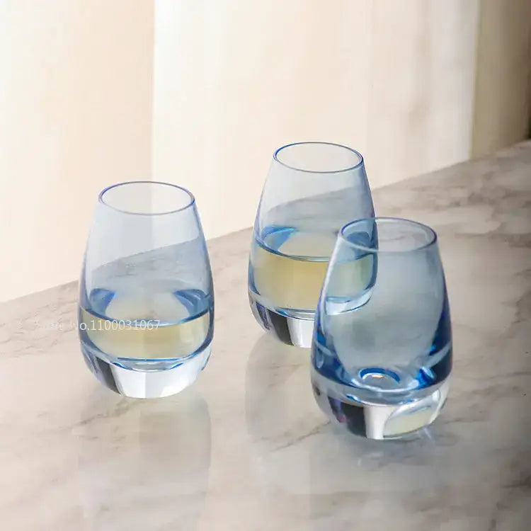 Modern blue tinted glass wine pot ice jug set dining room sake decanter