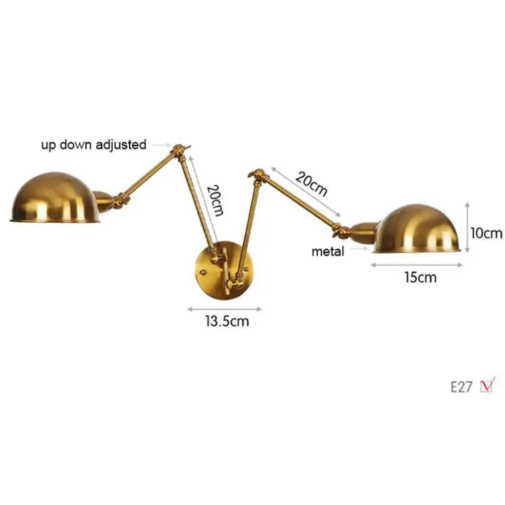Modern brass adjustable arm wall sconces for bedroom decor