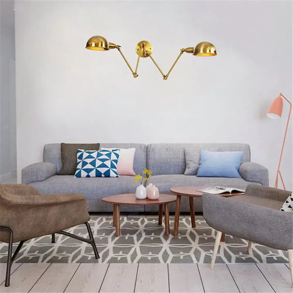 Modern brass adjustable arm wall sconces for bedroom decor