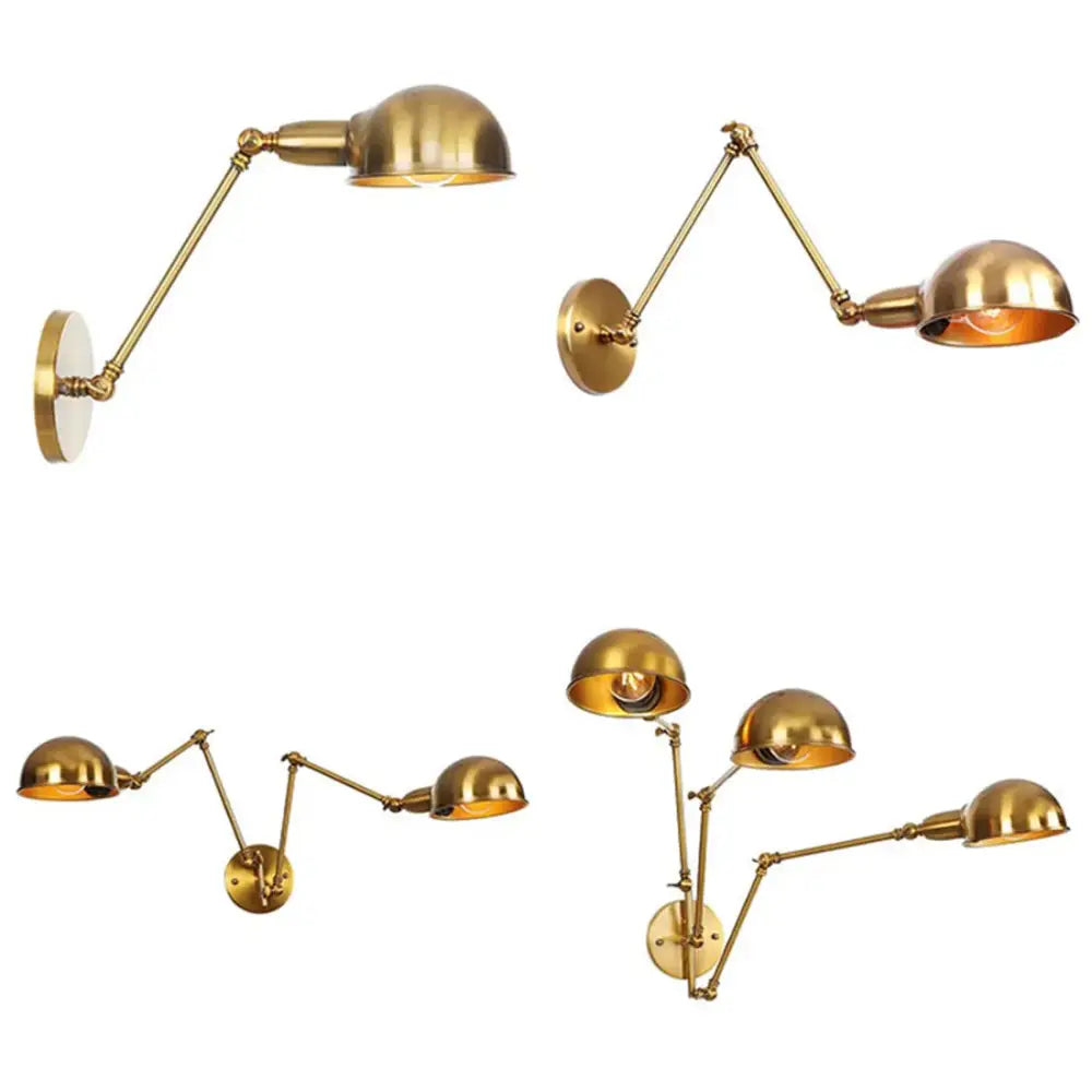 Modern brass adjustable arm wall sconces for bedroom decor