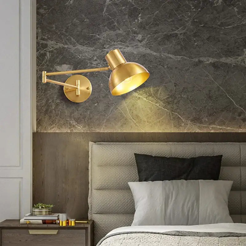 Modern brass adjustable e27 led wall lamp bedroom reading light