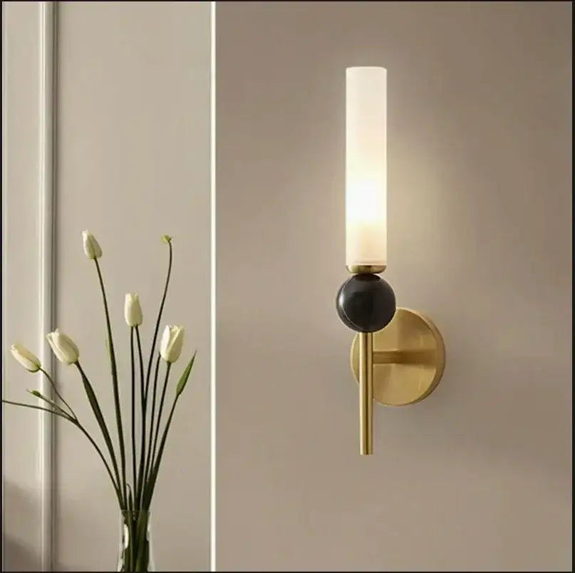 Modern brass and black decorbites foyer hallway lamp living room sconce