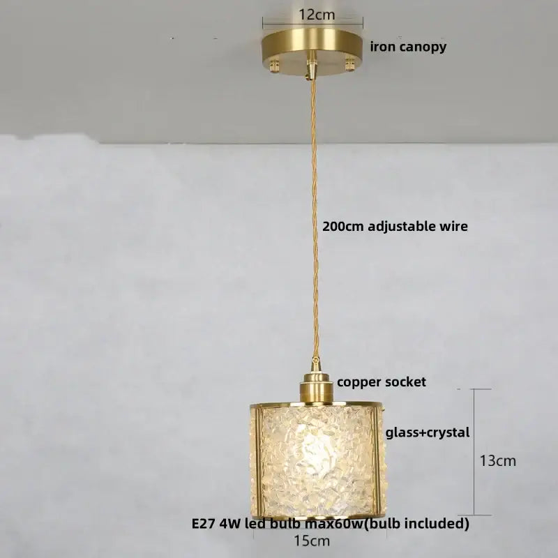 Modern brass and blue glass crystal led pendant light kitchen