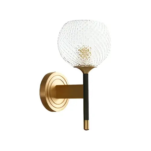 Modern brass and copper wooden wall light living room sconce