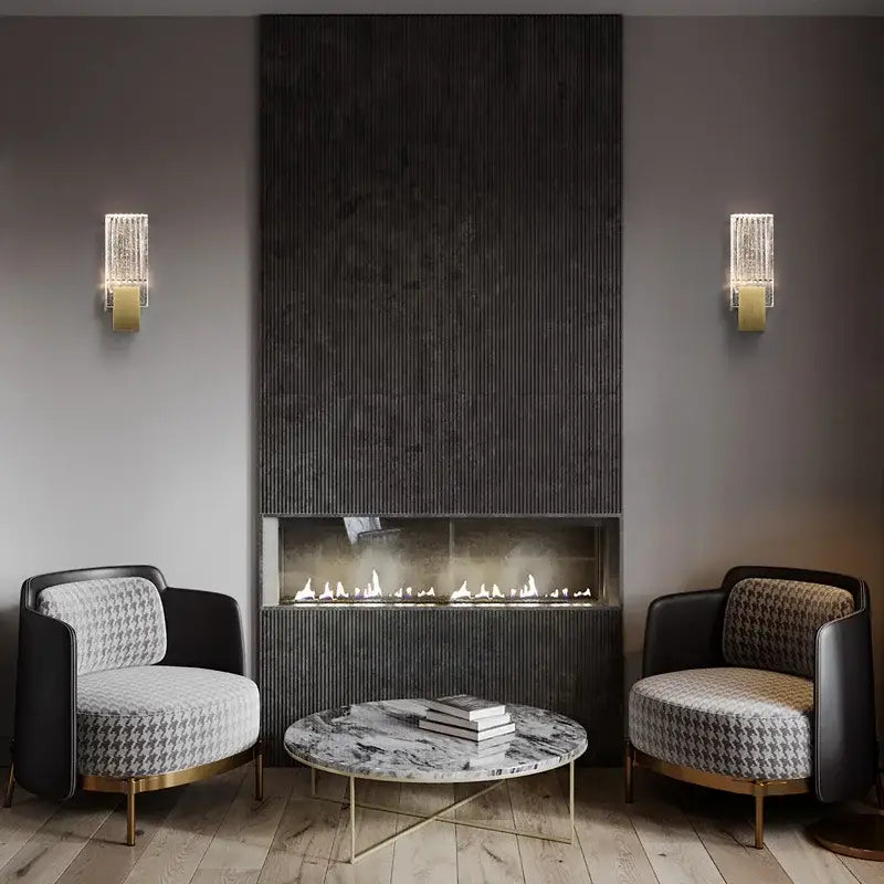 Modern brass and crystal wall light bedroom glass sconce