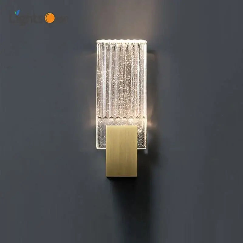 Modern brass and crystal wall light bedroom glass sconce