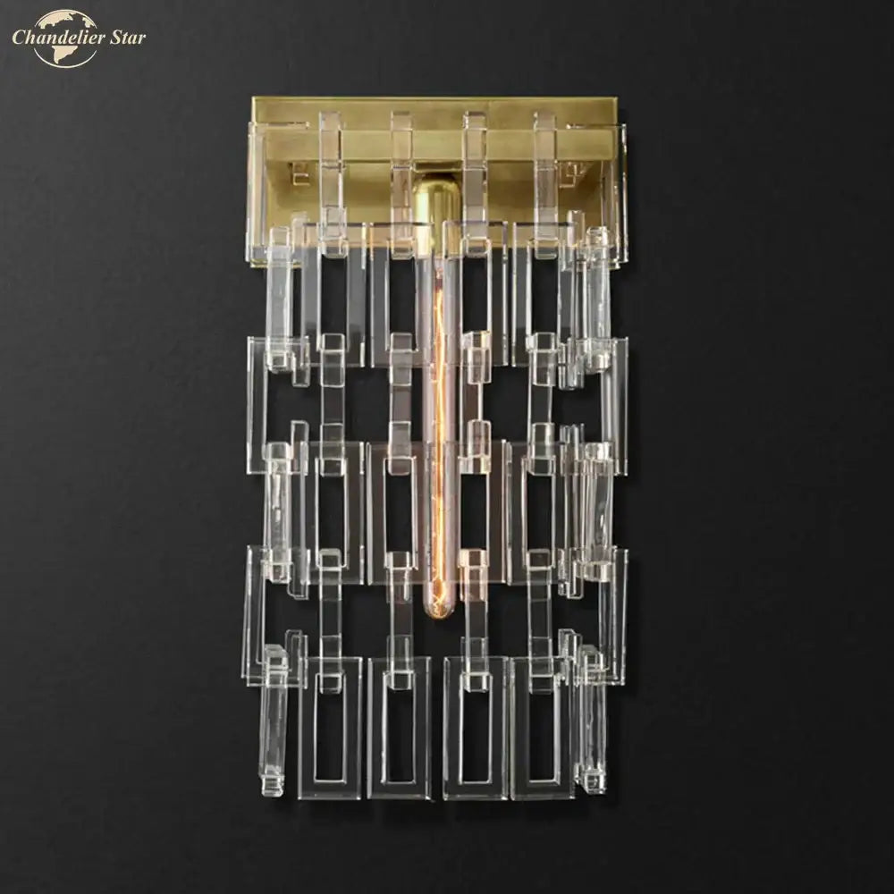 Modern brass and crystal wall sconce living room art deco light