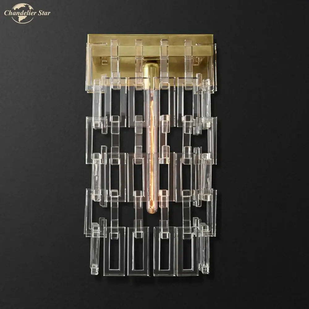 Modern brass and crystal wall sconce living room art deco light