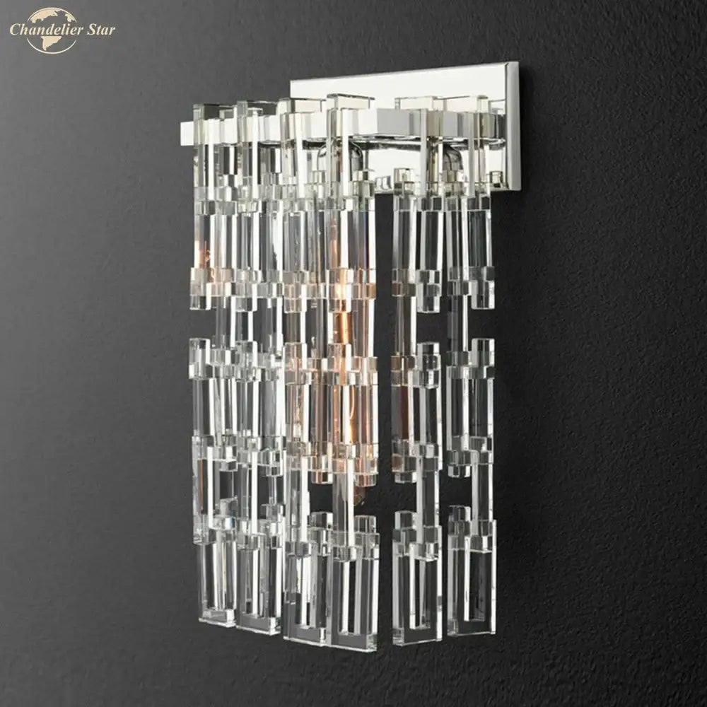 Modern brass and crystal wall sconce living room art deco light
