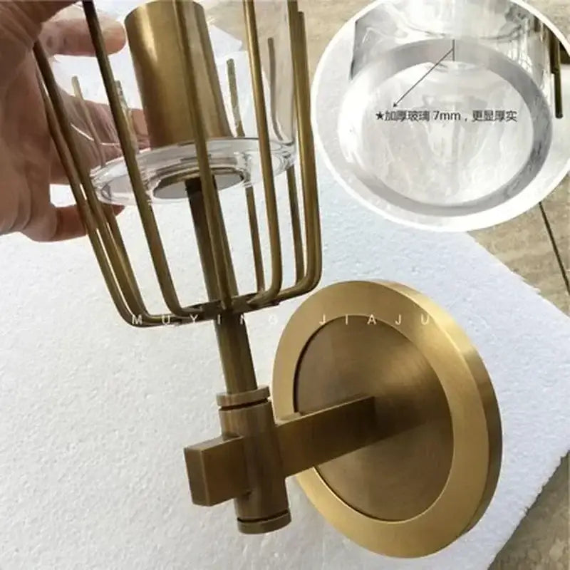 Modern brass and glass bedside table lamp bedroom wall sconce