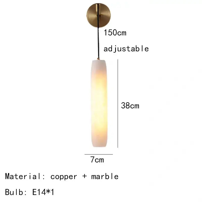 Modern brass and marble wall lamp bedroom sconce with frosted glass