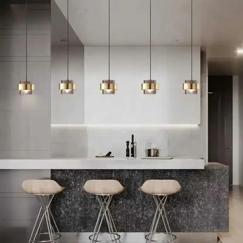 Modern brass and smoked glass pendant light dining room decorbites gold wrought iron
