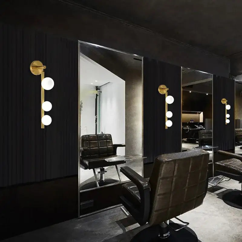 Modern brass & black frosted glass wall lamp for living room