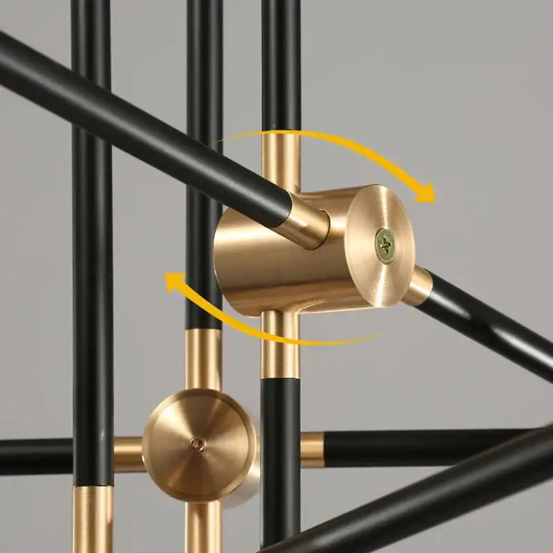 Modern brass & black geometric glass ball chandelier dining room light