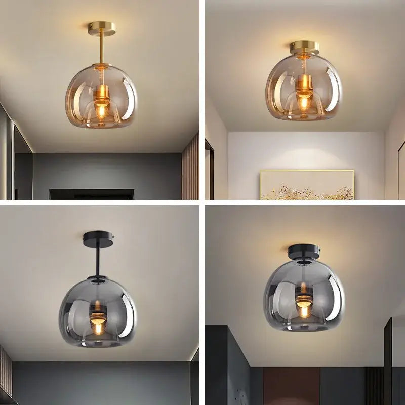 Modern brass & black glass ball led ceiling light living room