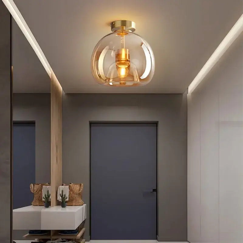 Modern brass & black glass ball led ceiling light living room