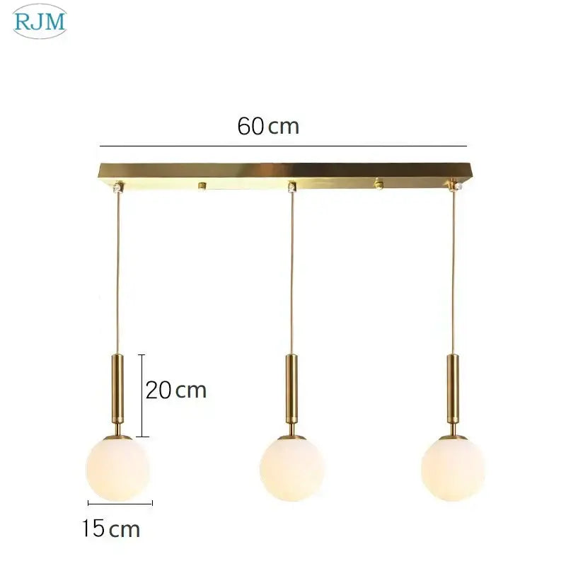 Modern brass & black glass ball led pendant light dining room