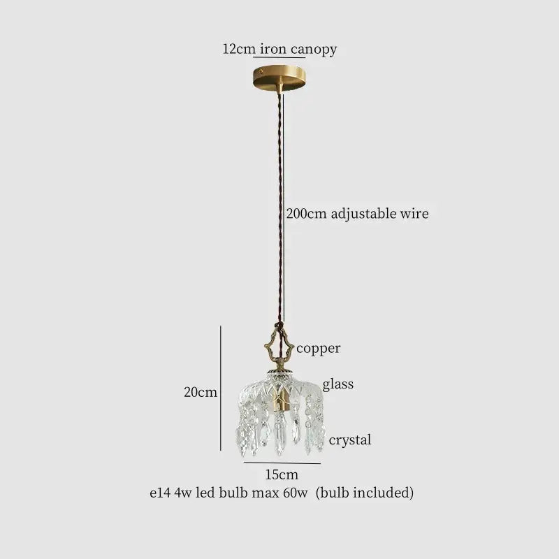 Modern brass crystal led ceiling light bedroom pendant