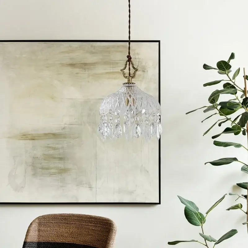 Modern brass crystal led ceiling light bedroom pendant