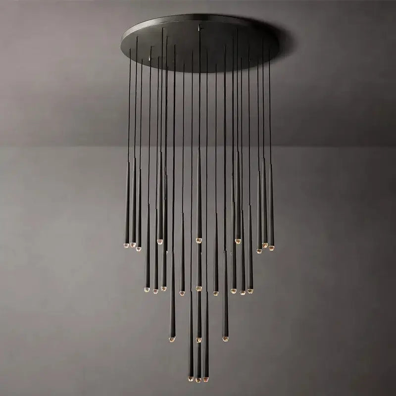 Modern brass crystal led pendant chandelier for villa stairs