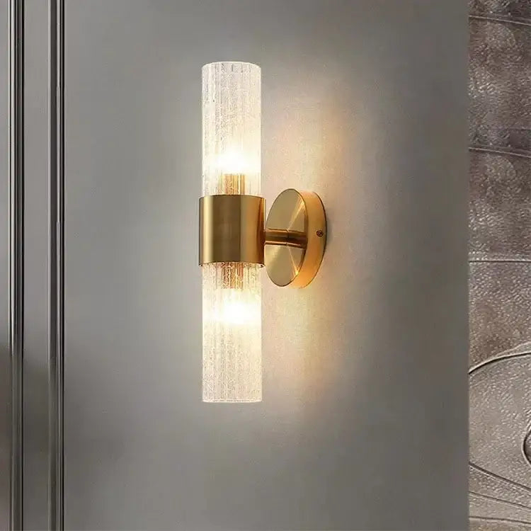 Modern brass crystal led wall lamp bedroom glass sconce