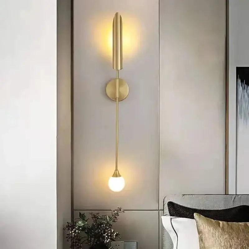 Modern brass cylindrical wall light – living room sconce