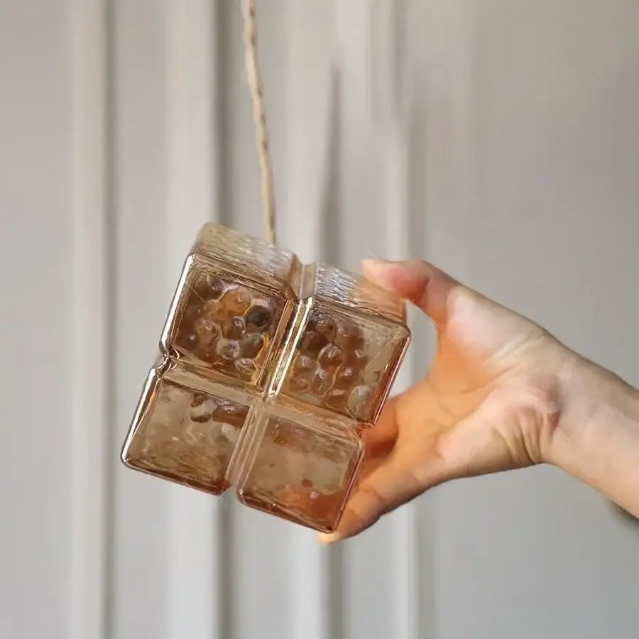 Modern brass decorbites cube amber glass pendant lamp dining room