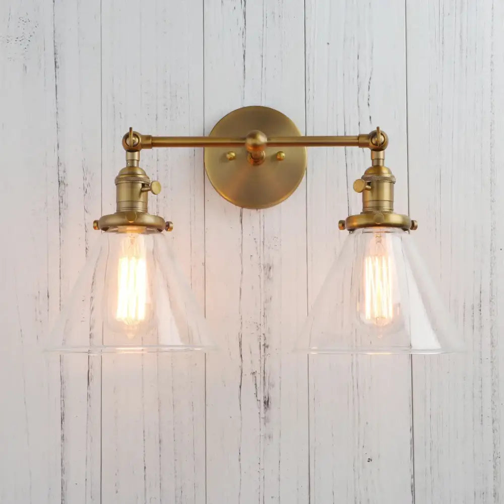 Modern brass decorbites funnel glass wall sconce bedroom light fixture