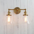 Modern brass decorbites funnel glass wall sconce bedroom light fixture