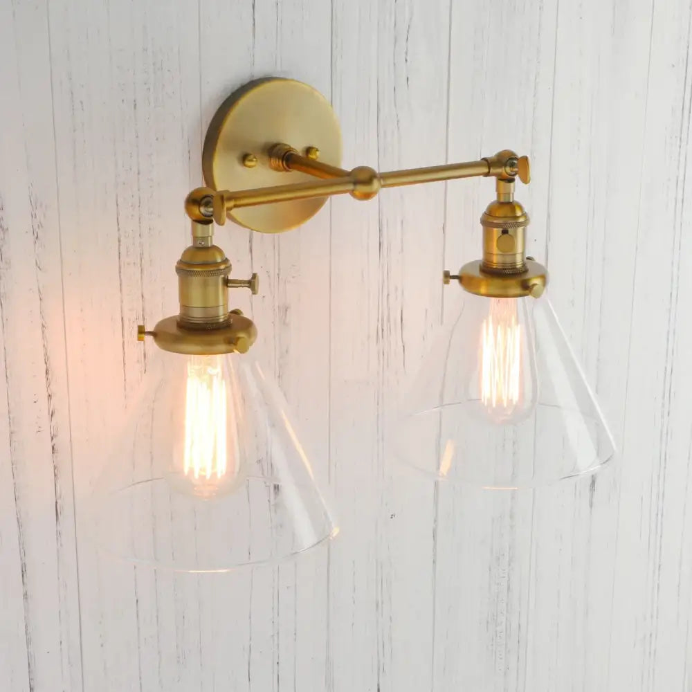 Modern brass decorbites funnel glass wall sconce bedroom light fixture