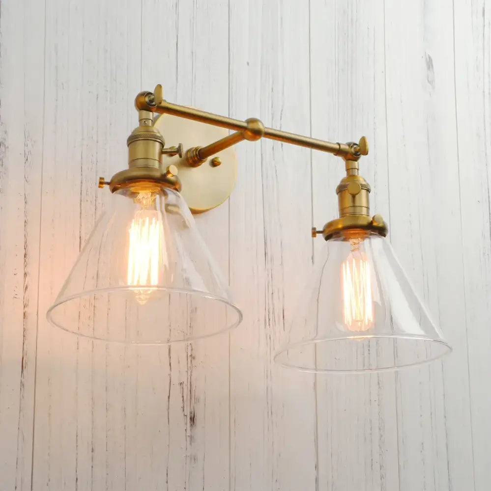 Modern brass decorbites funnel glass wall sconce bedroom light fixture