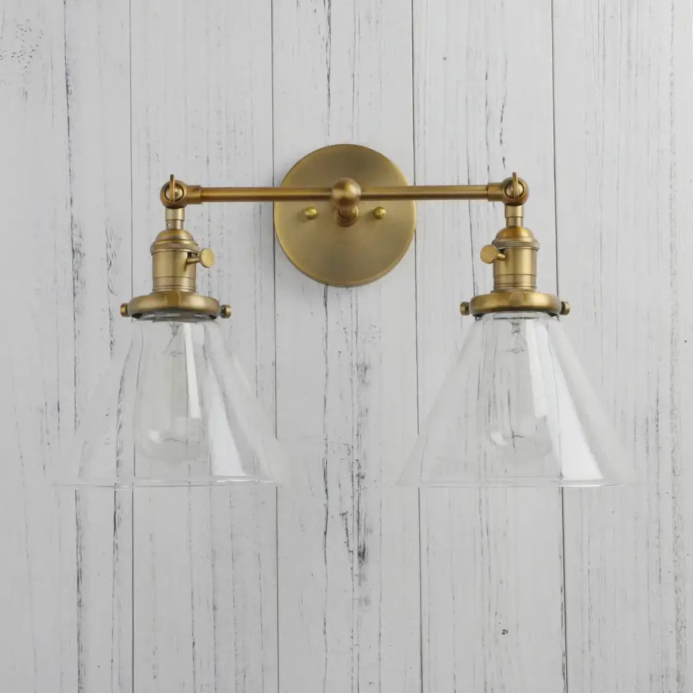 Modern brass decorbites funnel glass wall sconce bedroom light fixture