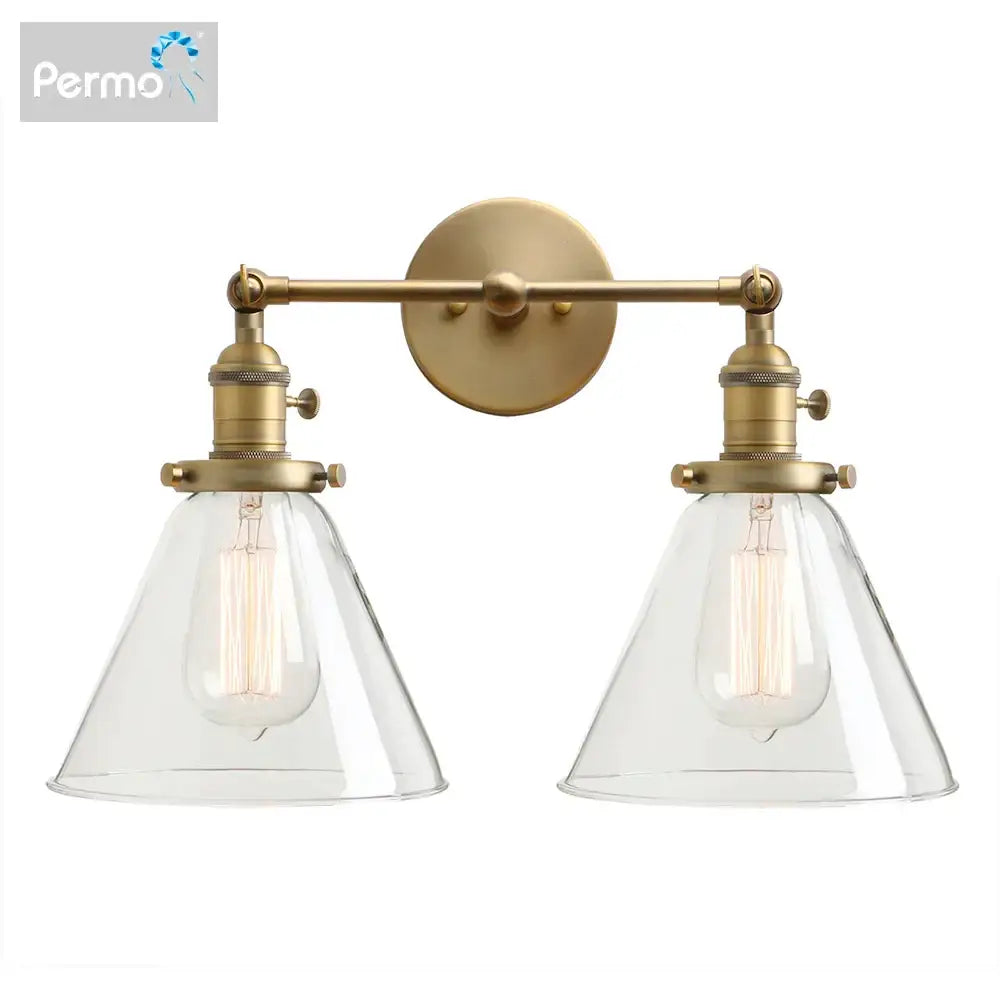 Modern brass decorbites funnel glass wall sconce bedroom light fixture