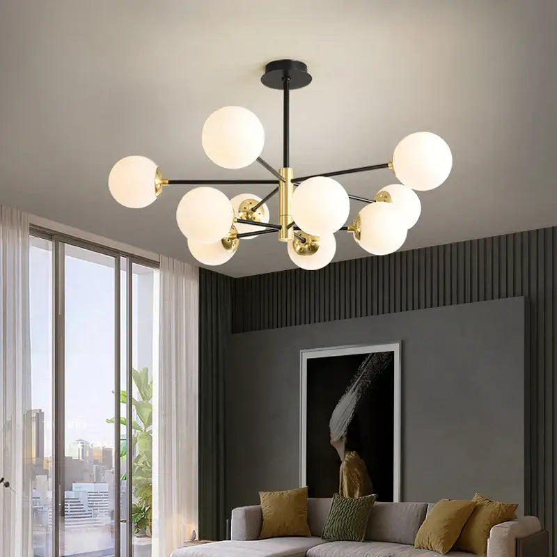 Modern brass decorbites glass ball led chandelier kitchen lighting